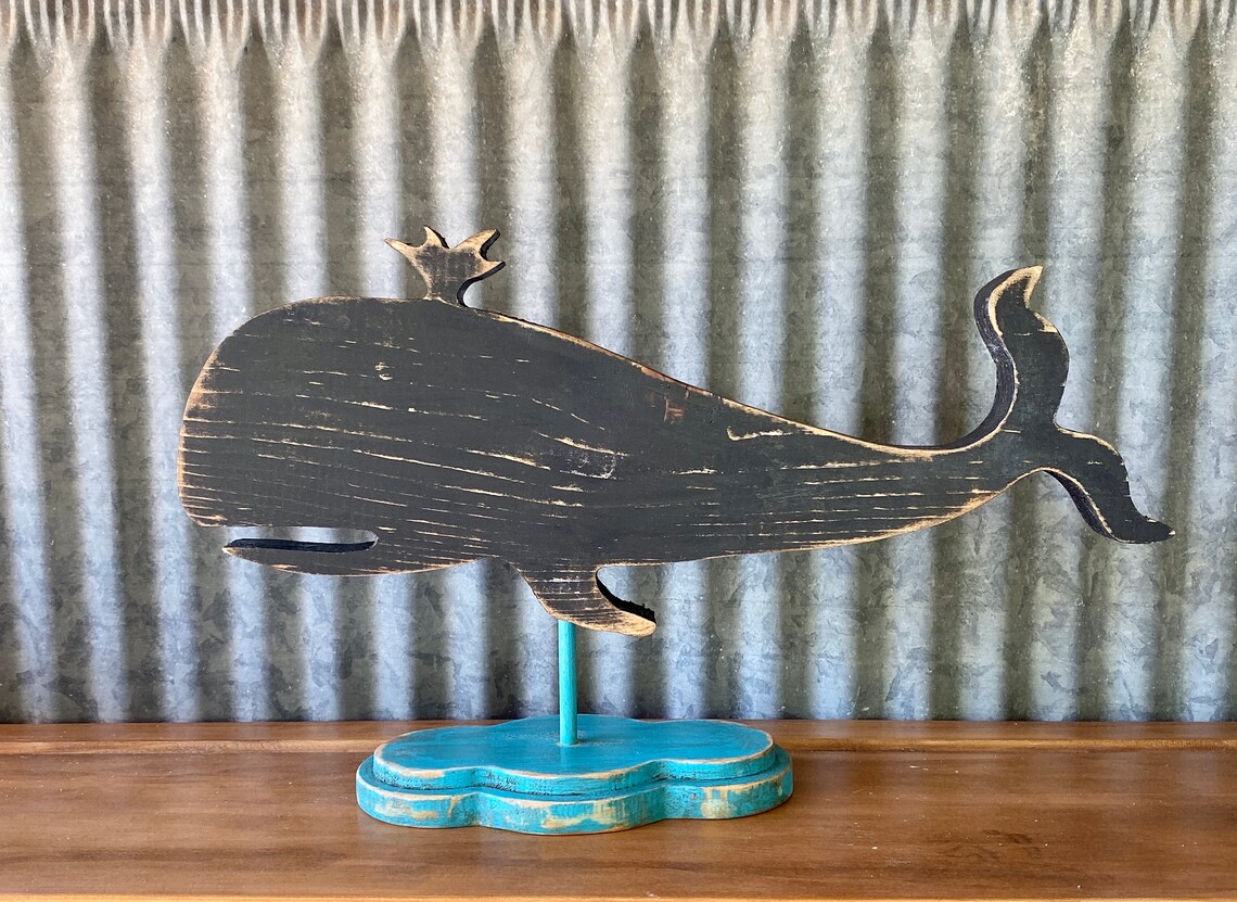 Folk Art Whale Nautical Coastal Home Decor Etsy