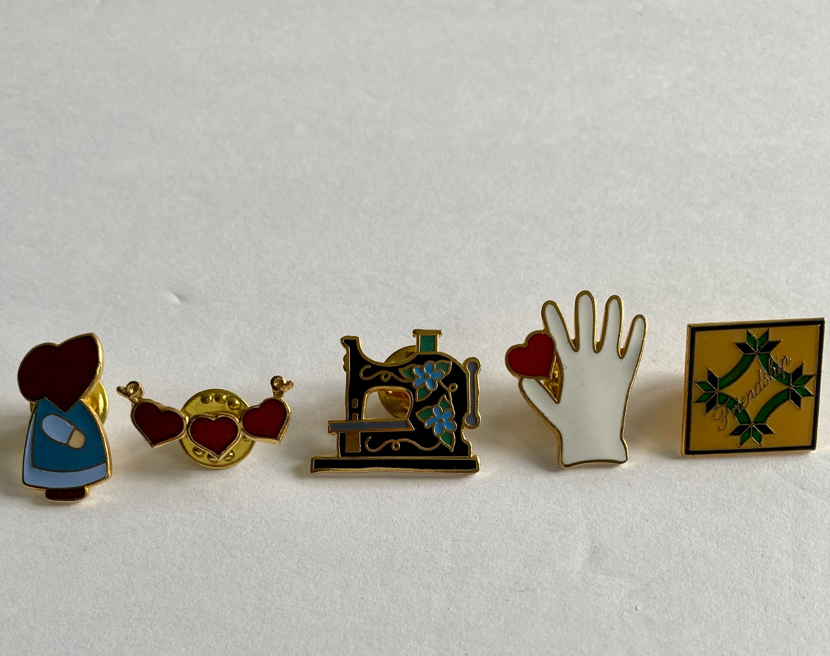 Lot of 5 Vintage 1990's Quilting Lapel Pins Etsy UK