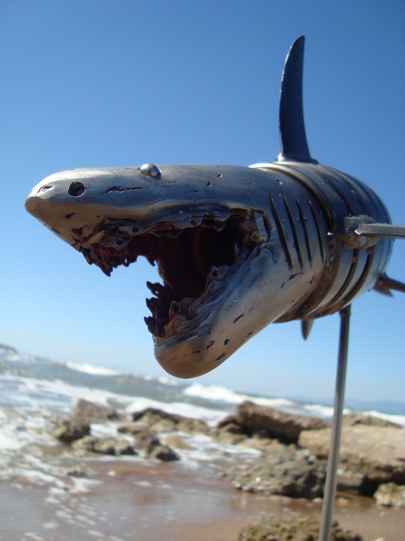 Handmade Great White Shark Metal Sculpturemetal Etsy