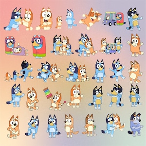 Bluey Clipart Bundle, PNG Files, Bluey & Bingo, Bluey Family, Bluey Birthday Party, Dog, Designs, Illustrations, Clip Art, PNG For Shirts image 2