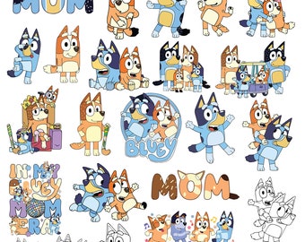 Designs Blue Dog Png Mega Bundle, Blue Dog Birthday Png Sublimation, Blue Dog Family Png Clipart Sublimation Digital Download