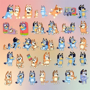Bluey Clipart Bundle, PNG Files, Bluey & Bingo, Bluey Family, Bluey Birthday Party, Dog, Designs, Illustrations, Clip Art, PNG For Shirts image 1