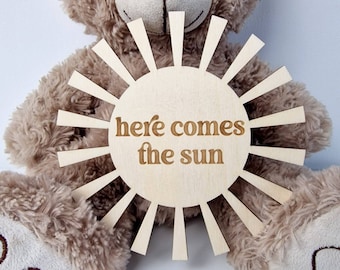 Here comes the sun wooden decor, here comes the sun nursery decor, nursery sign here comes the sun, nursery shelf decor, nursery wall decor