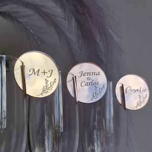 Personalized Drink Tags Acrylic Champagne Toppers Wedding Drink Name Tags Wedding Seating Chart Champagne Flute Charms Custom