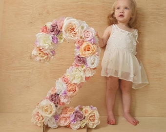 Floral birthday decor, birthday photo prop, 1st birthday number, 2nd birthday number, birthday photoshoot prop, flower number