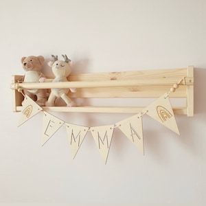 Wood name bunting, rainbow name bunting, wood name banner, wood name garland, nursery name bunting, customized baby room bunting