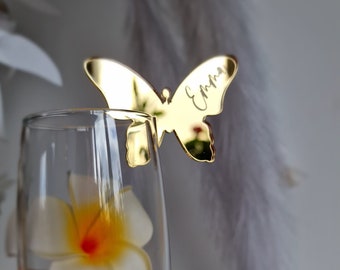 50 Decorazioni Per Bicchieri A Forma Di Farfalla In Carta - Ideali Come Segnaposto Per Matrimoni, Compleanni E Feste - 11x7 Cm, Blanc Glacée - 3