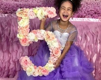 5th birthday number personalized floral number for birthday, birthday phot prop, custom pink birthday decor, 1st birthday number