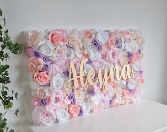 Personalized flower decoration for nursery wall, custom baby name sign, baby girl nursery decor