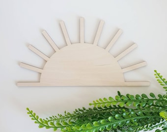 Découpe en bois inachevée de soleil, forme de soleil pour des projets d'artisanat, forme de soleil, forme de soleil inachevée, décoration de soleil pour la chambre de bébé, découpe de soleil en bois