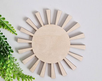 Wood sun cutout, sun shape for crafts, sunshine shape, round sun shape, unfinished wood sun shape, sun decor for nursery