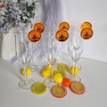 Aperol Spritz drink tags personalized, citrus bridal shower cocktail charms, acrylic drink toppers custom, lemon party favors product logo