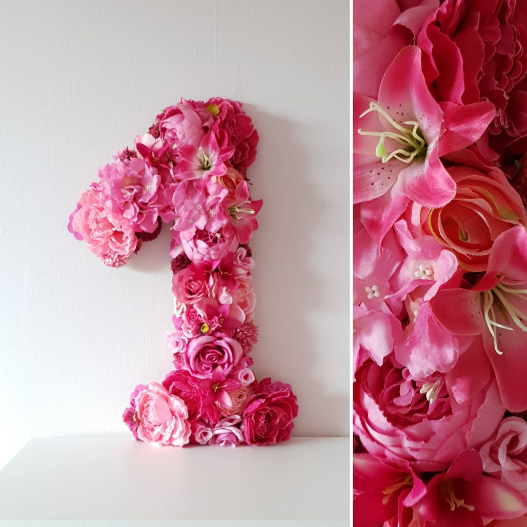 Number Props Custom Birthday Photo Prop, First Birthday Decor, Large Floral Number ...