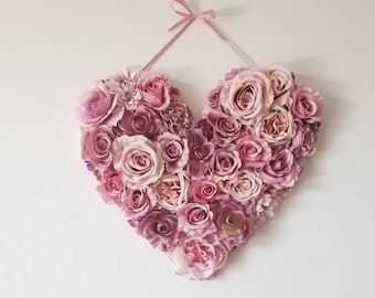 Large floral heart, customized flower heart,  wedding decor mauve, wedding photo prop, wedding backdrop, flower heart mauve