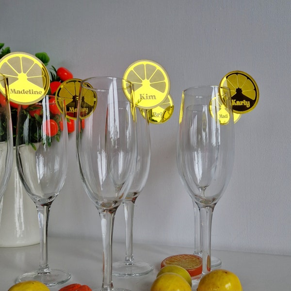 Etiquetas personalizadas para drinks com limão Amalfi, Festa La Dolce Vita, Chá de panela com tema cítrico, Marcadores de coquetel personalizados, Enfeites para taças de Limoncello Spritz