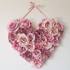 Large floral heart, customized flower heart, wedding decor mauve, wedding photo prop, wedding backdrop, flower heart mauve image 4