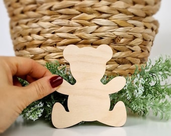 Teddy bear unfinished laser cut shape, unfinished wooden teddy bear shape, wood teddy bear silhouette, unpaint laser cut teddy bears