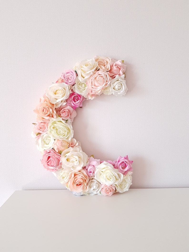 Floral letter for bridal shower, floral nursery decor, floral letters, bridal shower decor, baby shower decor, wedding monogram image 1