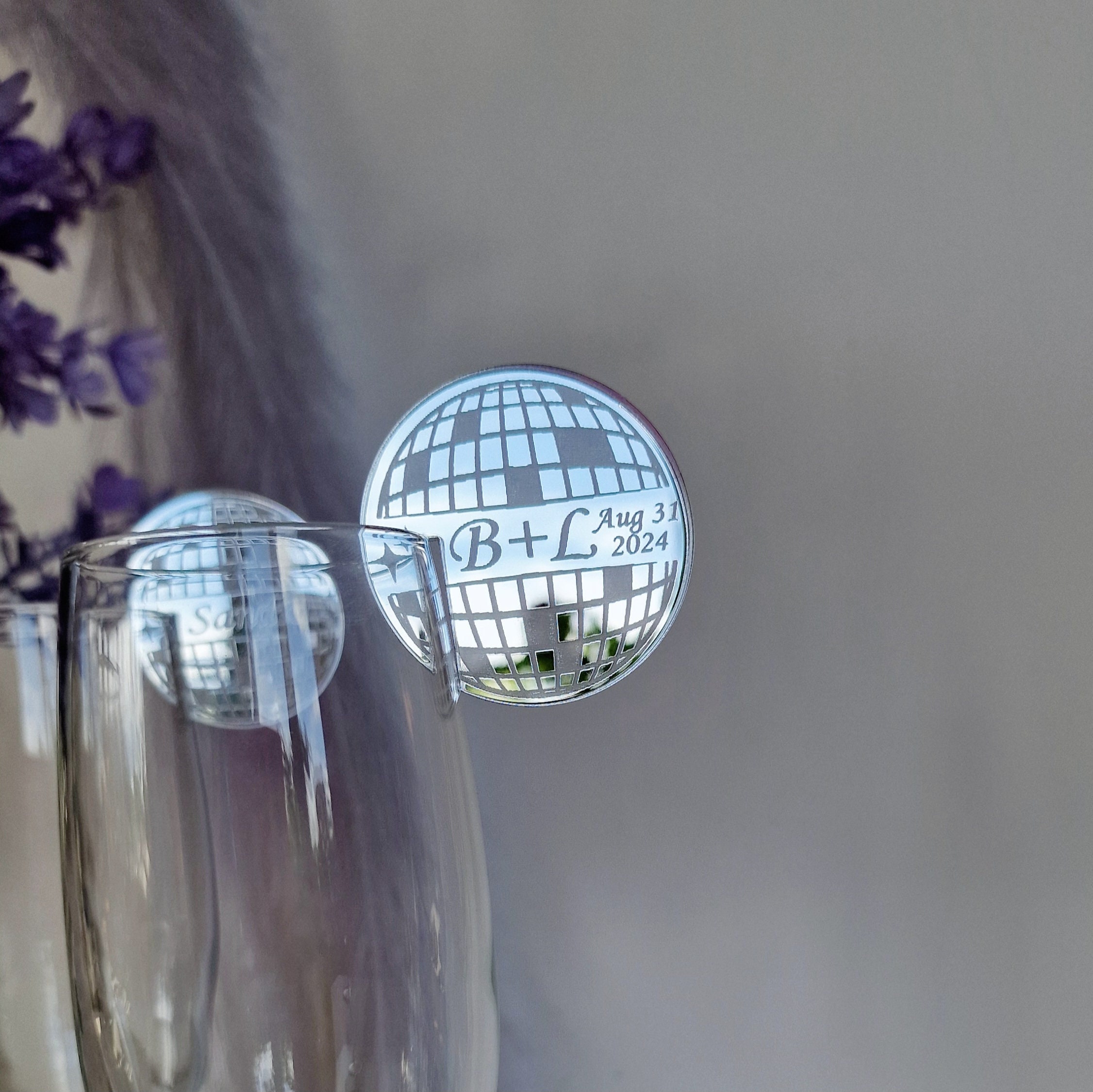 Custom Disco Ball Acrylic Drink Tag | Personalized Place Card | Last Disco Drink Charms | Disco Bachelorette Party Favors | Hens Party