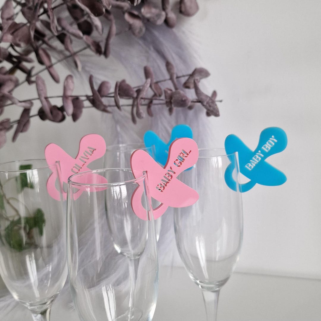 Personalized Pacifier Name Tags, Baby Shower Tag, Glass Charms Custom ...