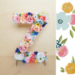 Carta de berçário personalizada, carta floral colorida, decoração de chá de bebê com cores personalizadas