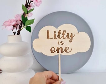 Boho Birthday Cloud Cake Topper Personalized Rustic | First Birthday Cake Decoration | On Cloud 9