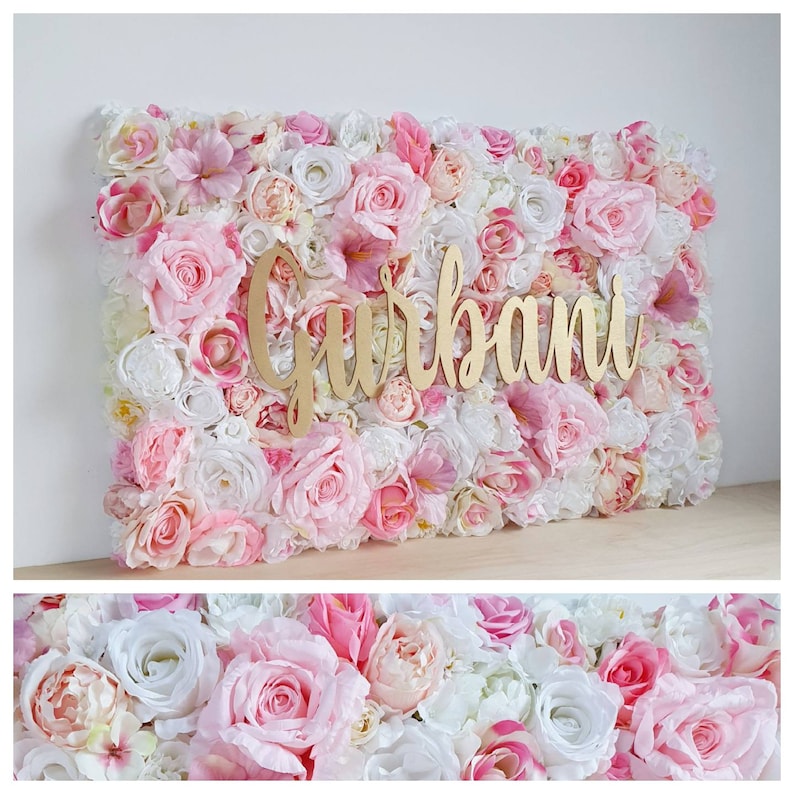 Flower Wall With Name Sign Large Flower Wall Nursery Name Etsy