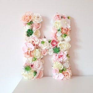 Letras florais com suculentas, decoração floral para quarto de bebê com folhagens, decoração boho chic para quarto de bebê, decoração para chá de panela com suculentas