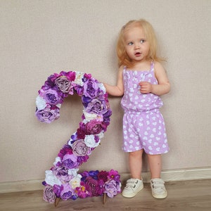 First birthday number floral, custom 1st birthday photo prop, personalized flower letters, birthday decoration image 8