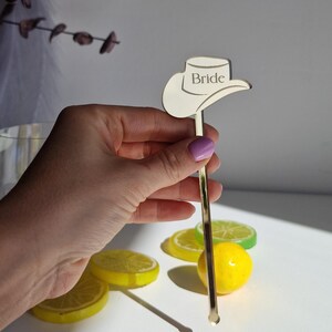 Western drink stirrers custom, cowgirl bridal shower glass stirrers personalized Texas Nashville Last Rodeo bachelorette cocktail markers image 4