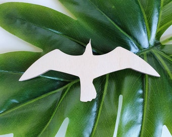 Flying bird cutout, seagull cutout, unfinished wooden seagull shape, seagull silhouette cutout shape, wooden flying seagull shape