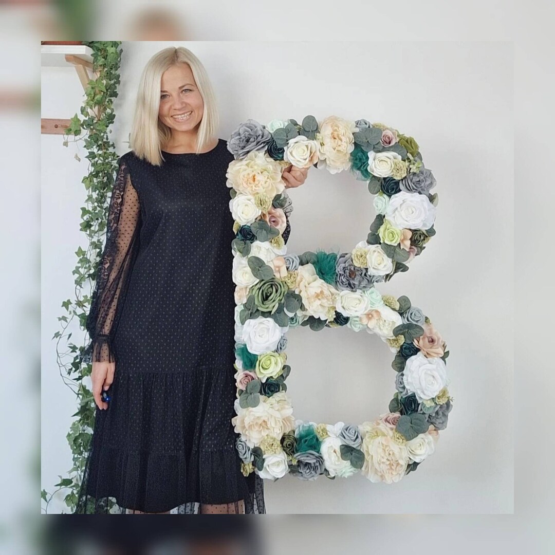 Bridal Shower Decor, Giant Flower Letter, Bridal Shower Table Decor