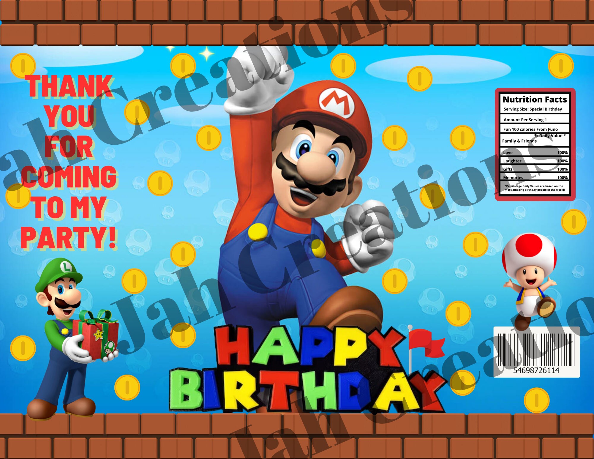 Super Mario Chip Bag Party Favor Kids Party PDF Birthday - Etsy