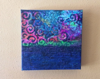 Abstract Mixed Media Painting on canvas - 8x8