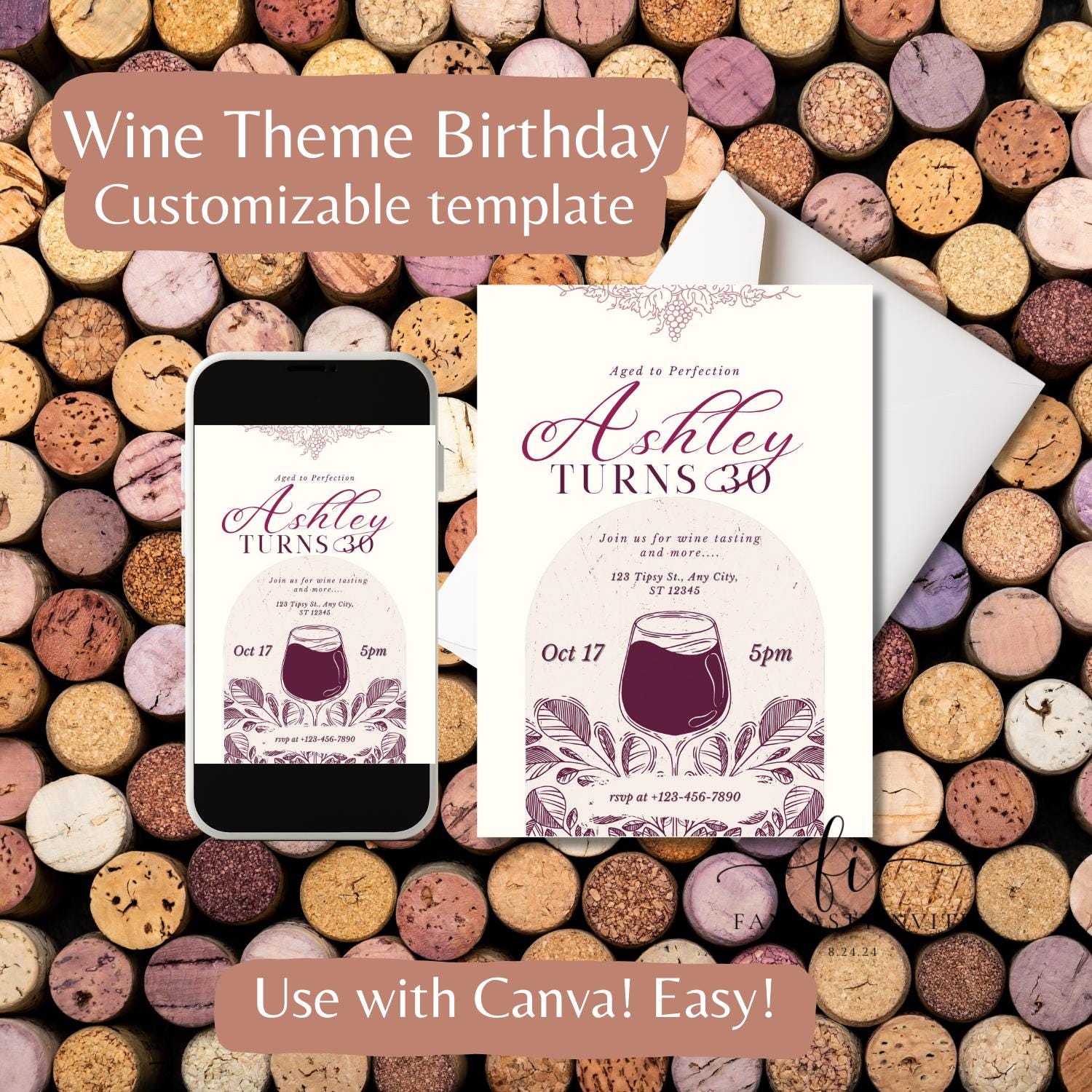 Customizable Wine Tasting Birthday Invitation Template | Editable ...