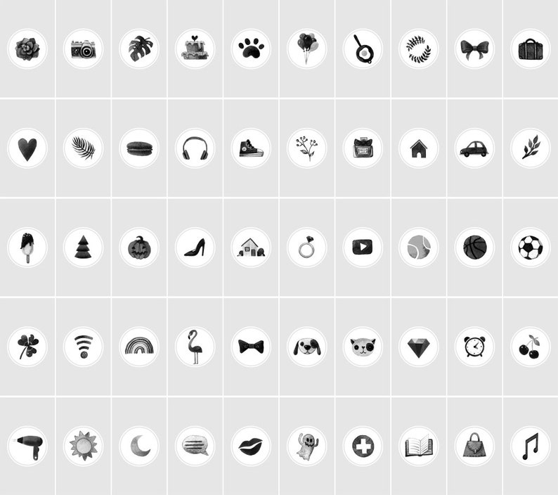 158 Black and White Instagram Story Highlights Watercolor Etsy