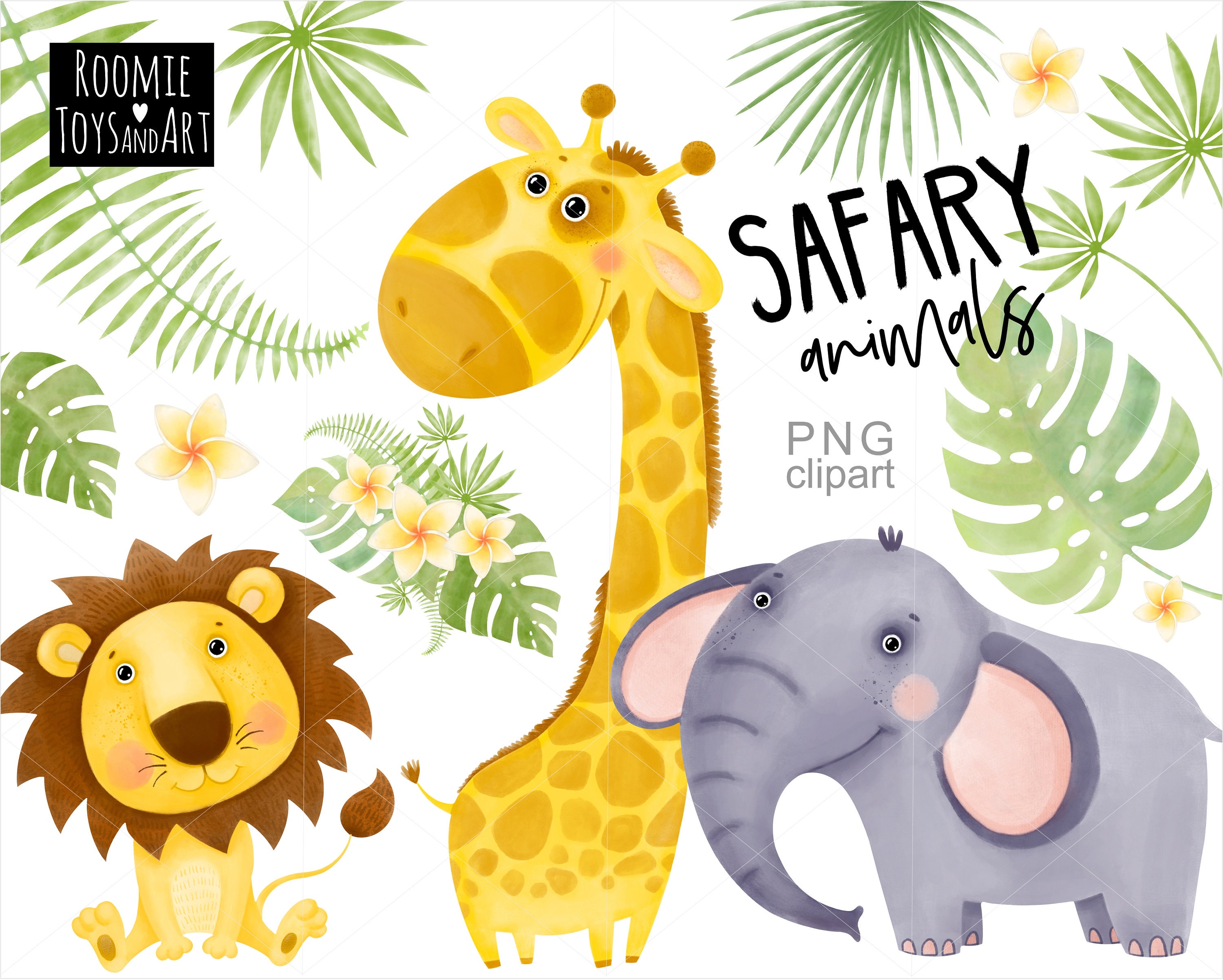 Safari animals watercolor kids clip art Safari Baby Shower | Etsy