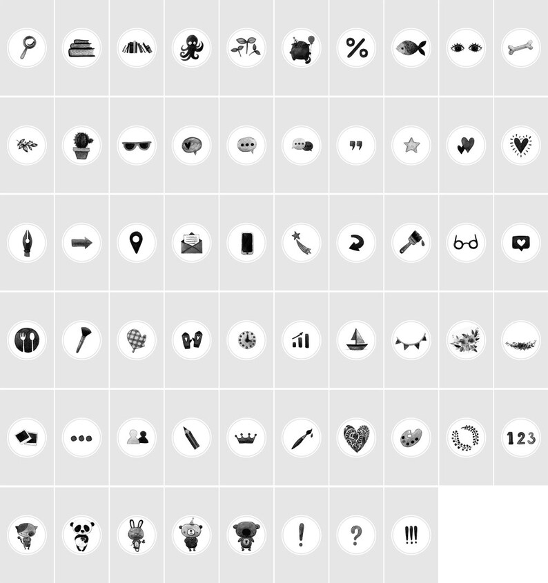 158 Black and White Instagram Story Highlights Watercolor Etsy