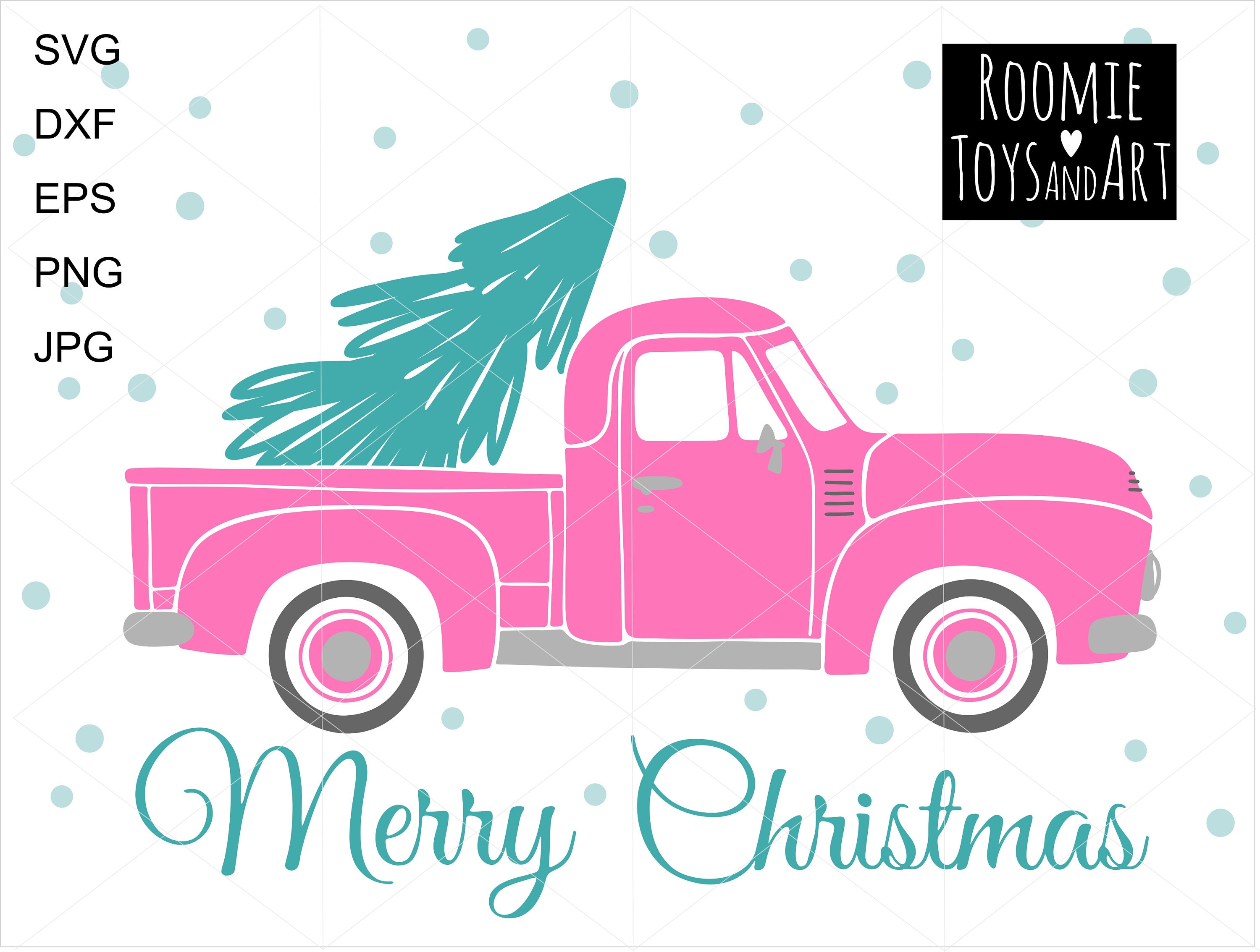 Merry Christmas Pink Old Truck Svg Christmas Tree Svg Farm Etsy