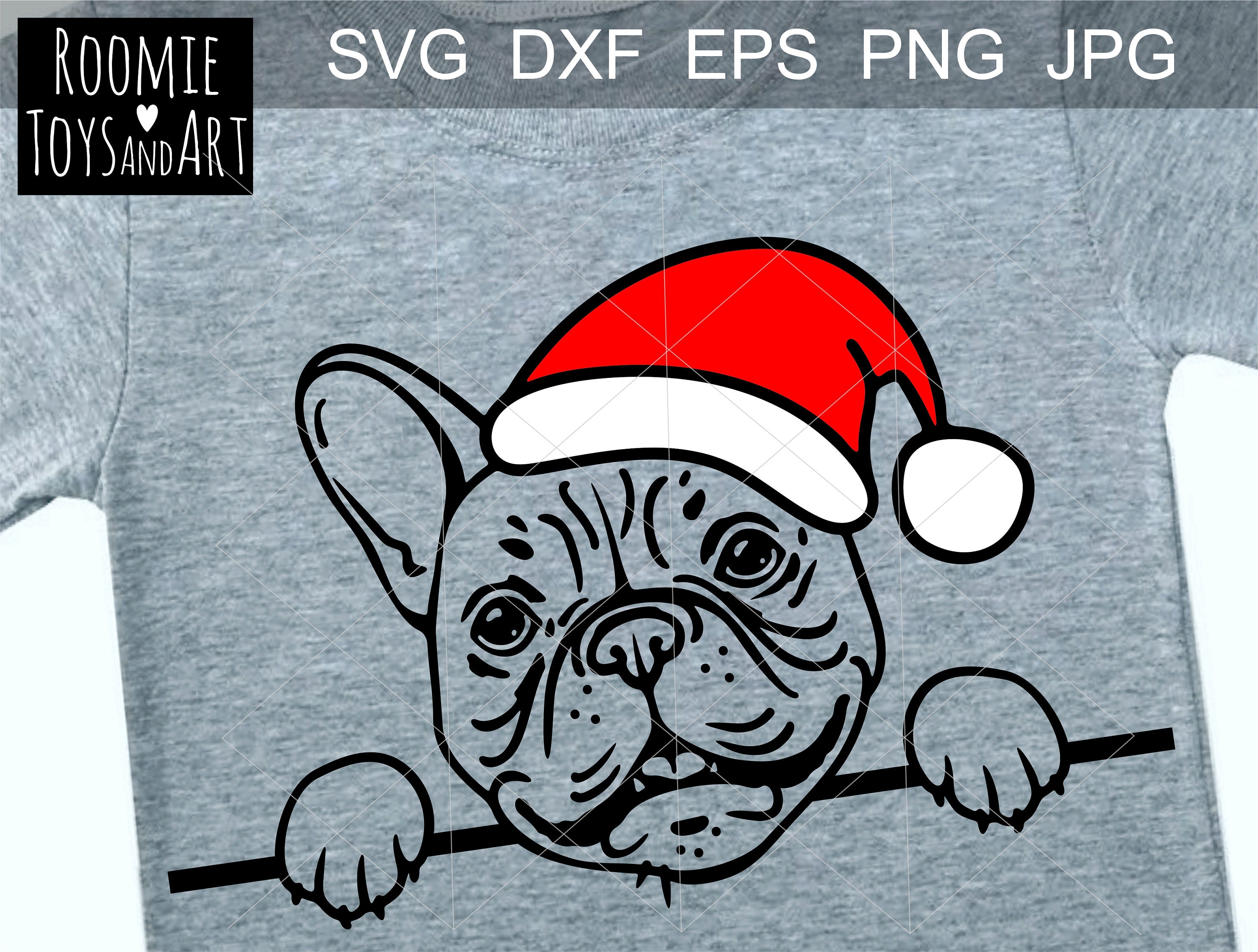 French bulldog Santa hat svg Frenchie svg file Christmas Dog | Etsy