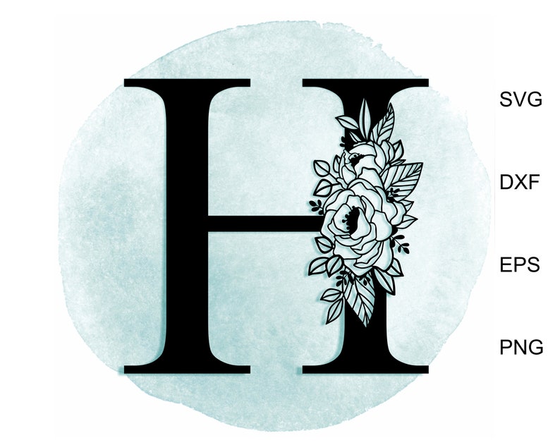 Download Floral Alphabet letter H svg Monogram Letter SVG Botanical | Etsy