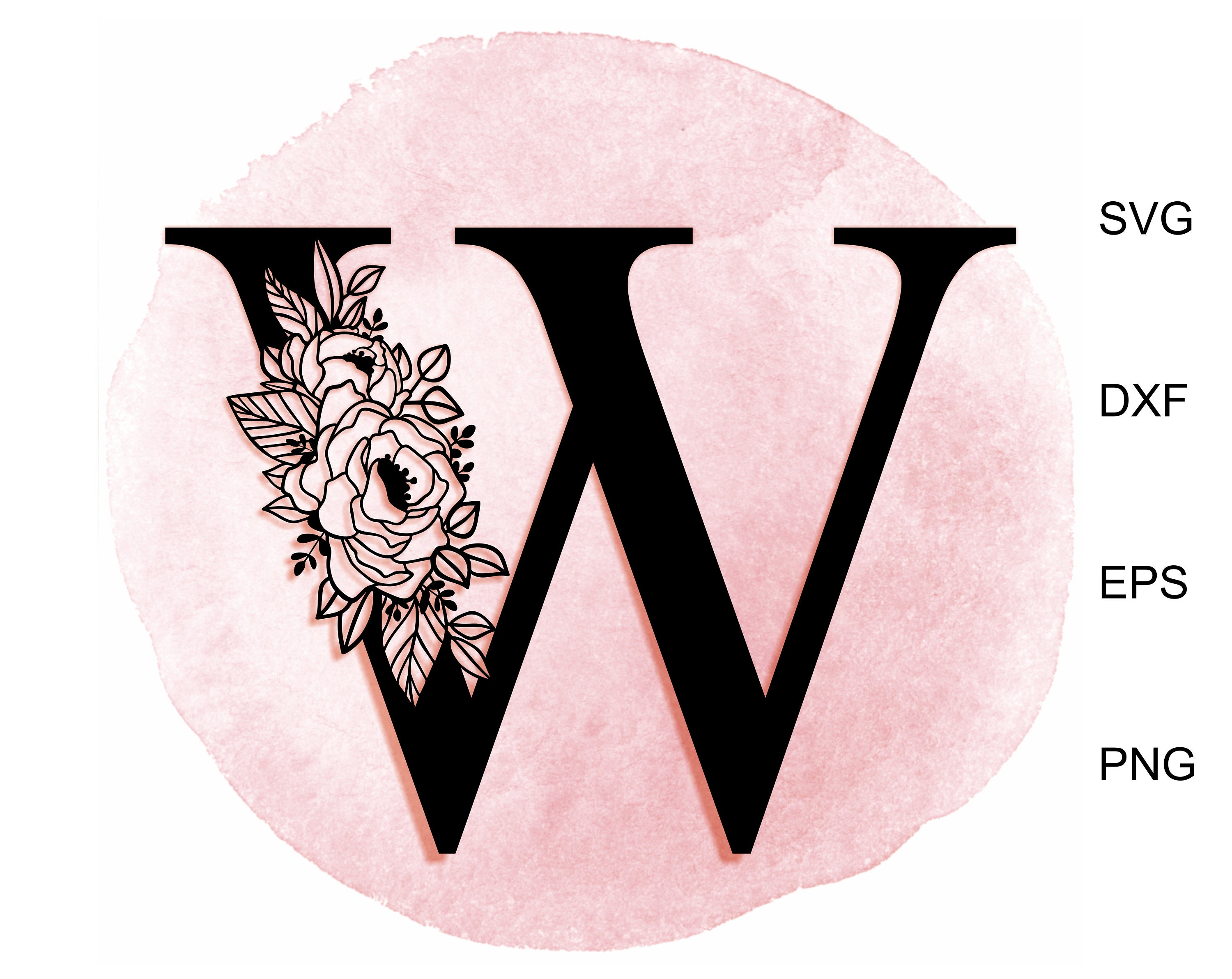 Download Floral Alphabet Letter W Svg Monogram Letter Svg Botanical Etsy
