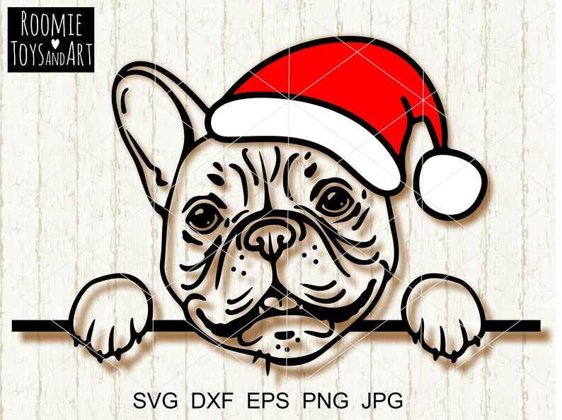 French bulldog Santa hat svg Frenchie svg file Christmas