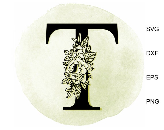 Floral Alphabet letter T svg Monogram Letter SVG Botanical | Etsy