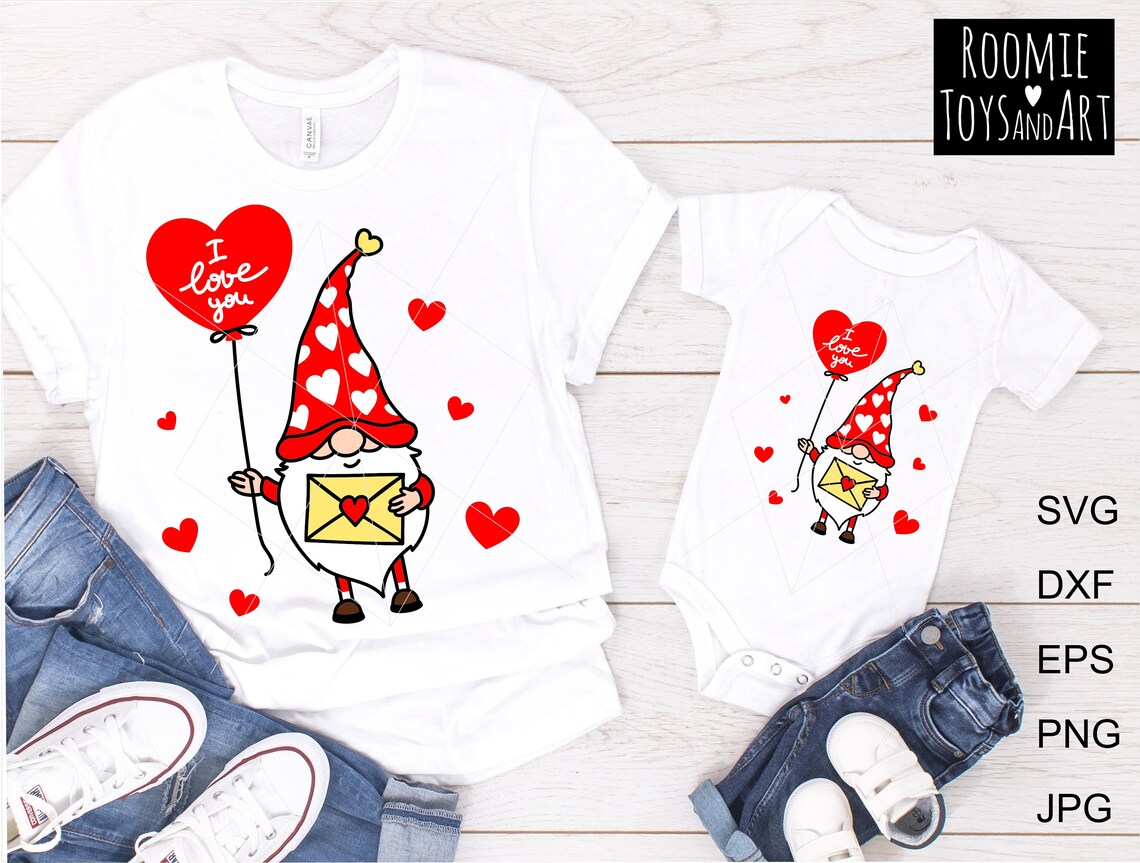 Download Valentine Gnome Svg Clipart i love you svg Hearts svg | Etsy