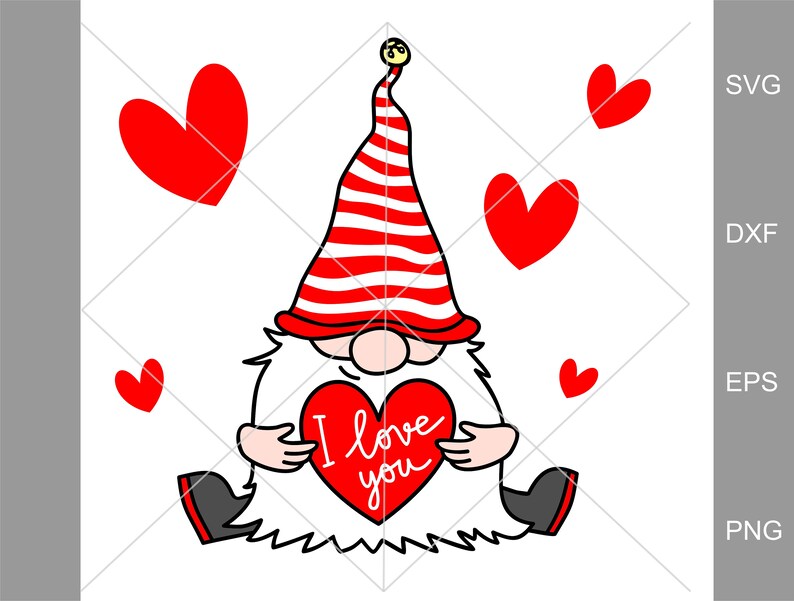 Download Valentine Svg i love you svg Clipart Gnomes Sublimation | Etsy