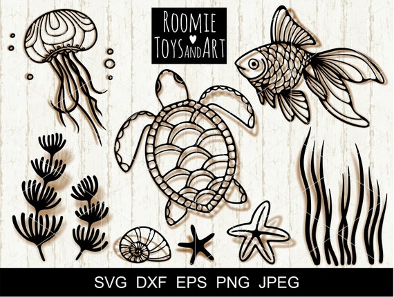 Download Ocean Svg Bundle Goldfish Svg Turtle Svg Jellyfish Svg Seaweed Etsy