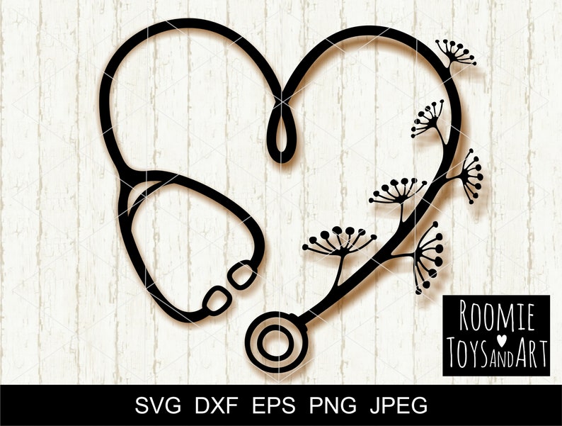 Download Stethoscope floral SVG Flower heart stethoscope cut file ...