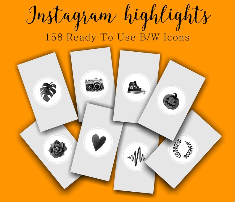 158 Black and White Instagram Story Highlights Watercolor Etsy