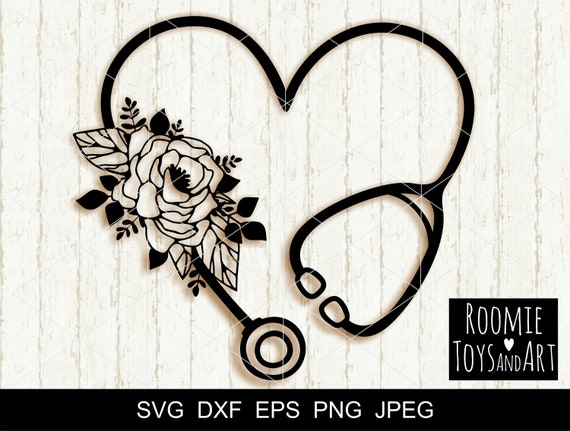 Download Stethoscope floral SVG Flower heart stethoscope cut file ...